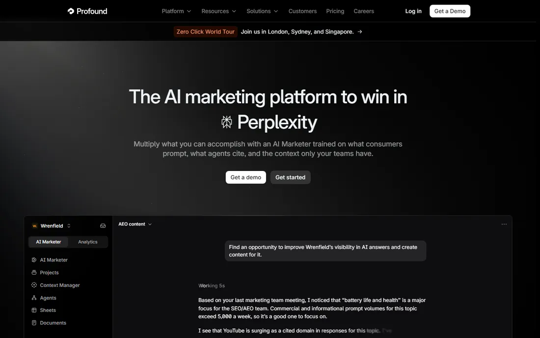 Profound homepage
