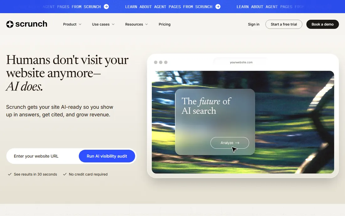 Scrunch AI homepage