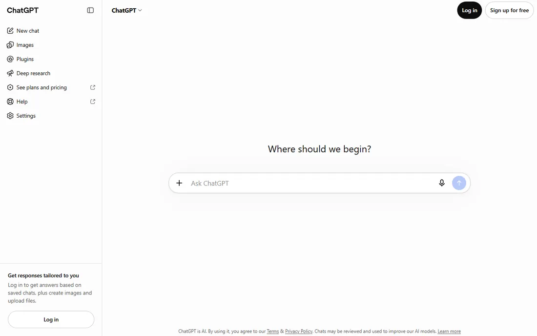ChatGPT homepage