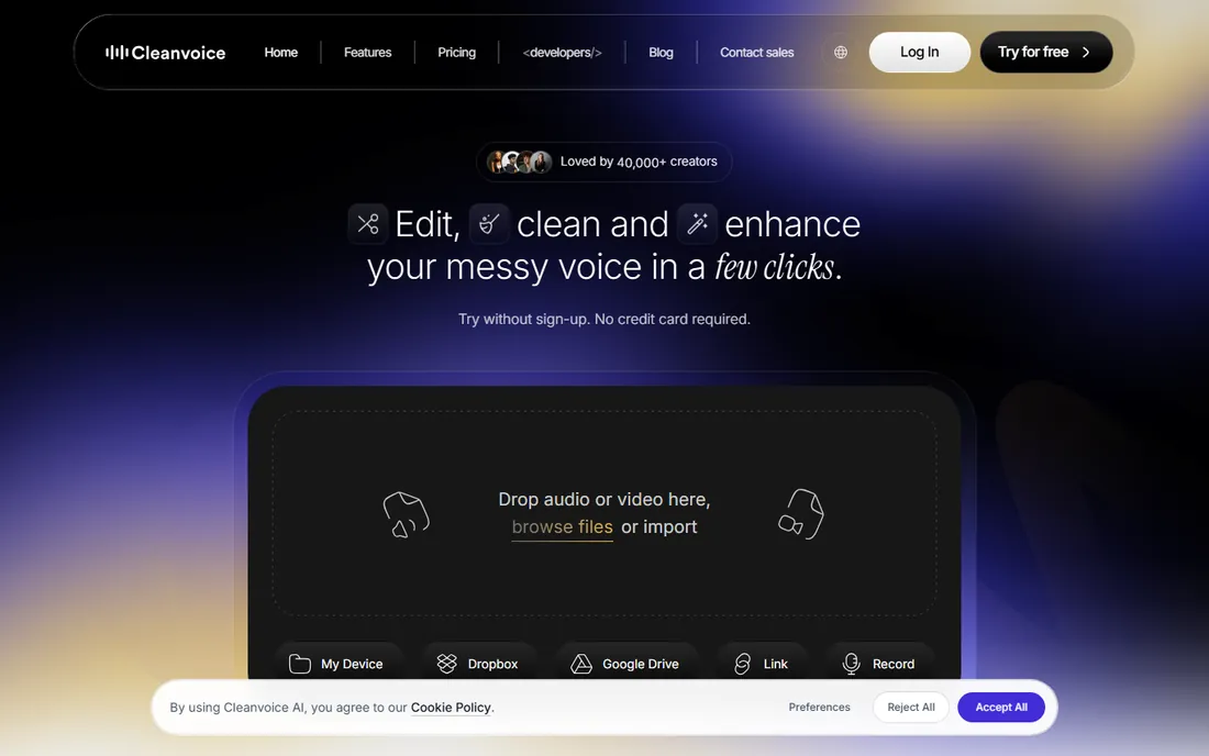 Cleanvoice homepage