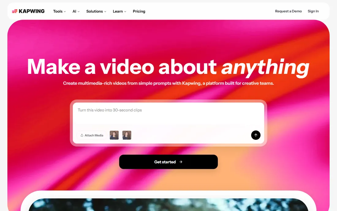 Kapwing homepage