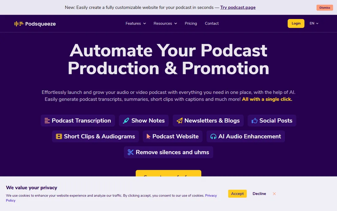 Podsqueeze homepage