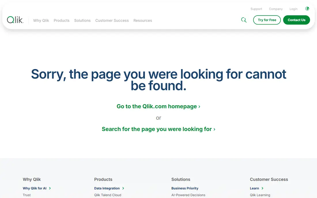 Qlik Talend homepage