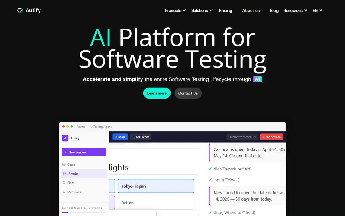 Autify homepage