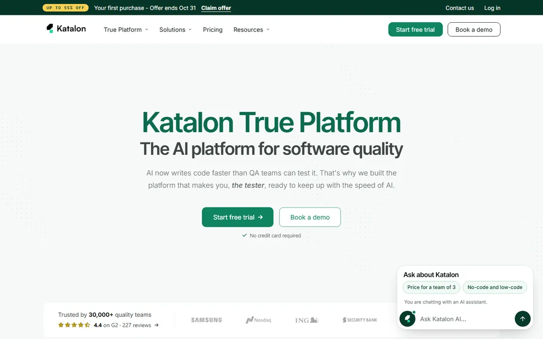 Katalon homepage