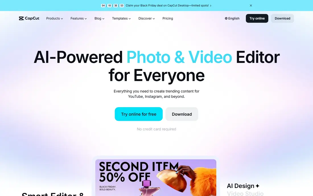 CapCut homepage