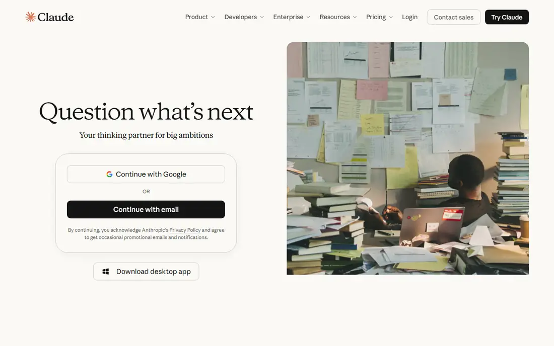 Claude homepage