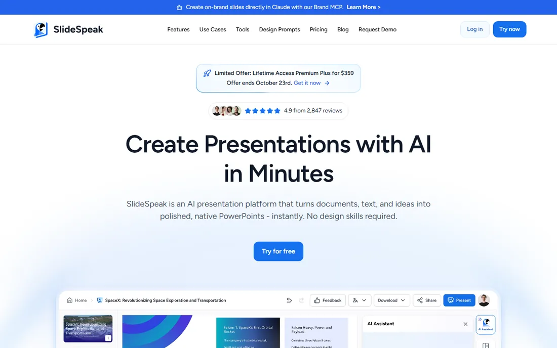 SlideSpeak homepage