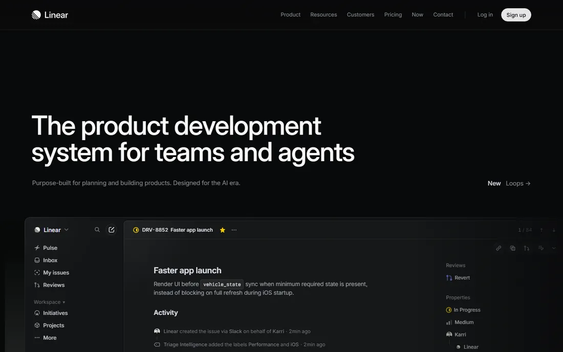 Linear homepage