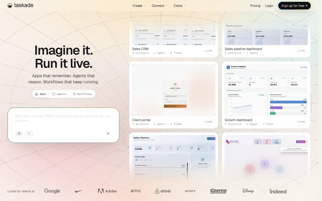 Taskade homepage