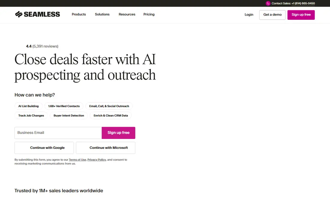 Seamless.AI homepage