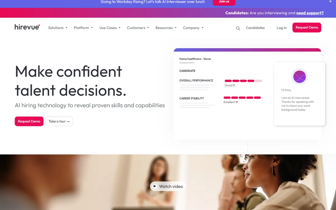 HireVue homepage