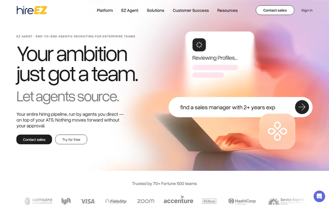 hireEZ homepage
