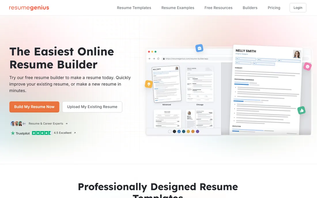 Resume Genius homepage