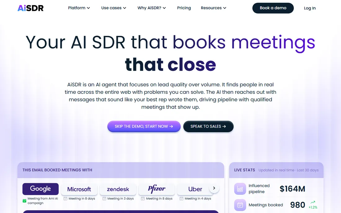 AiSDR homepage