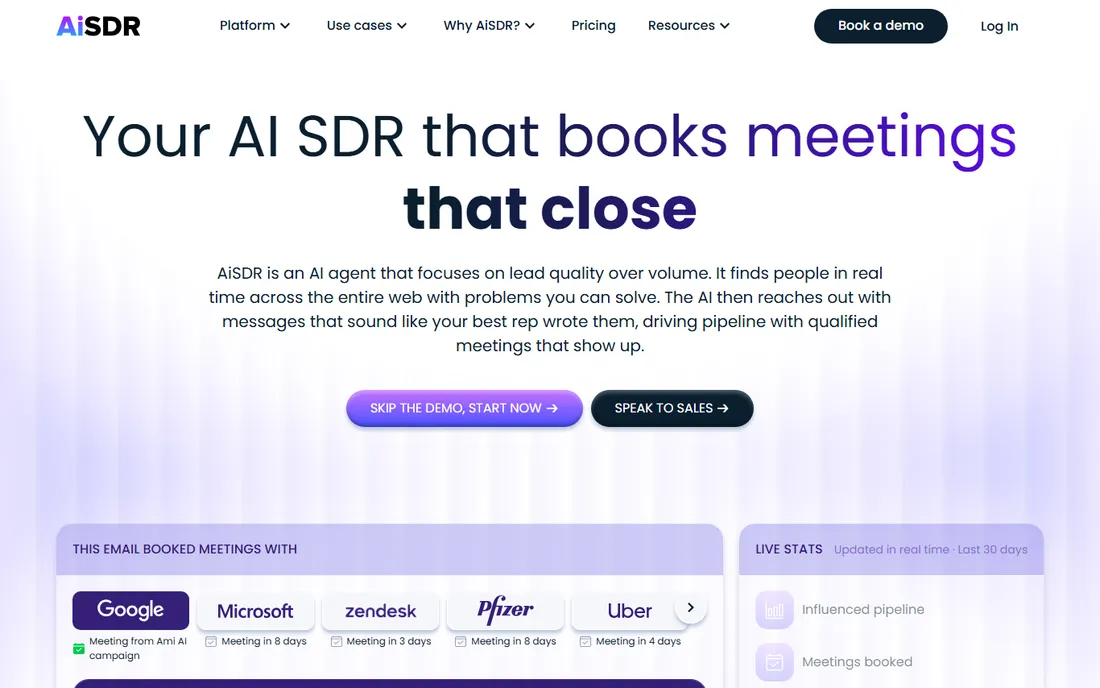 AiSDR homepage