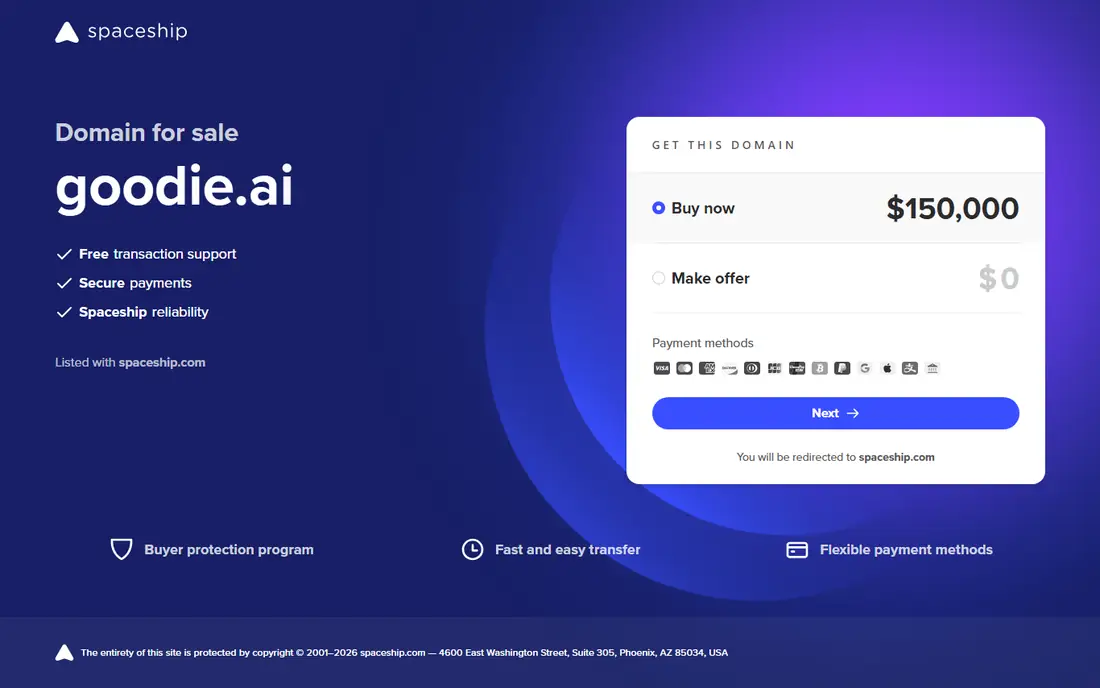 Goodie homepage
