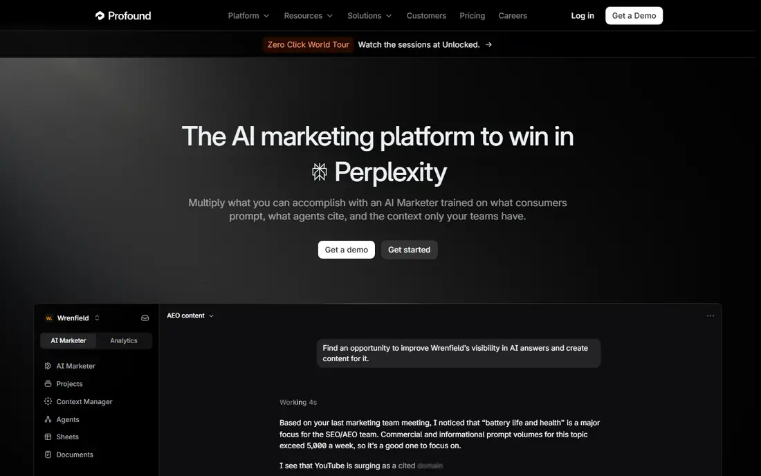 Profound homepage