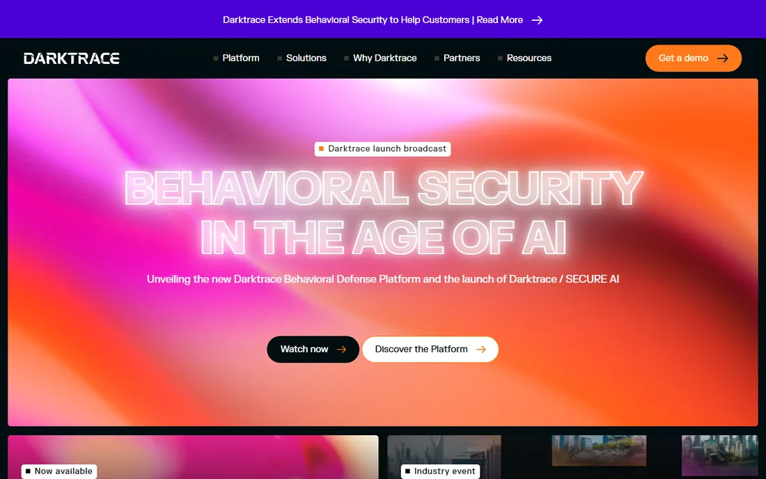 Darktrace homepage