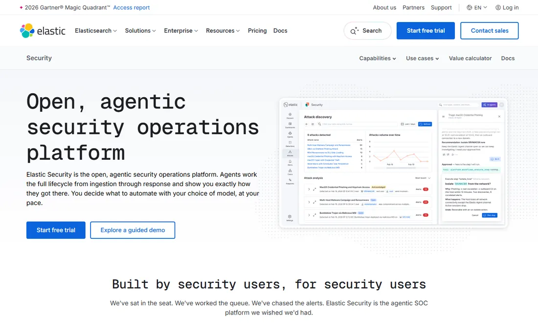 Elastic Security homepage