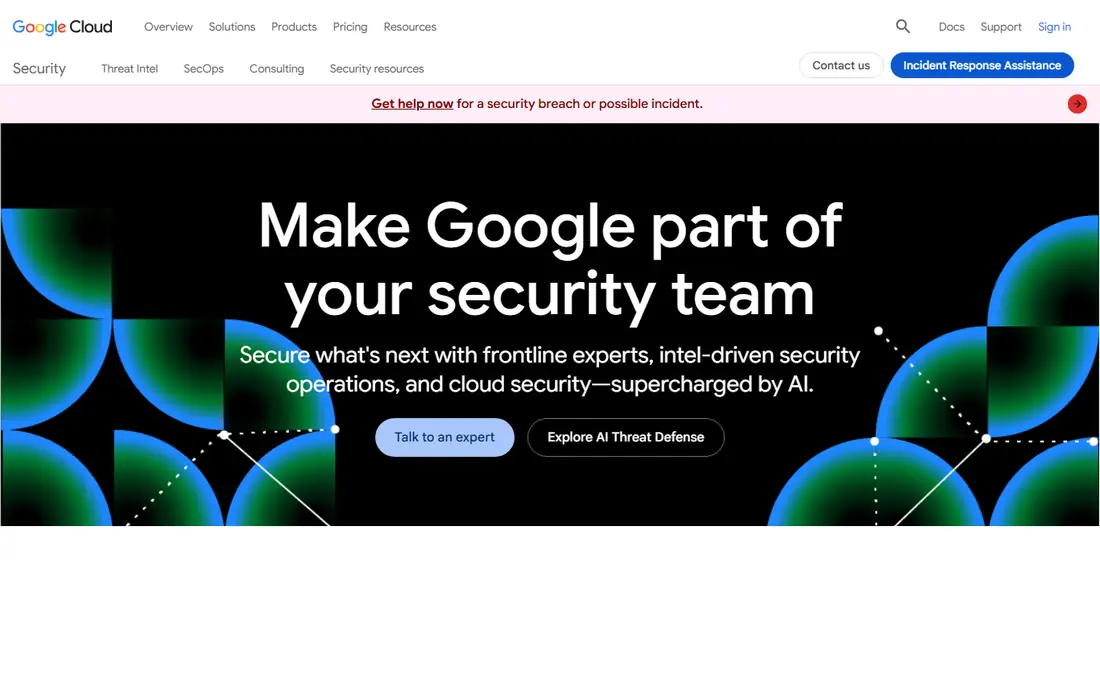 Google Security Operations homepage