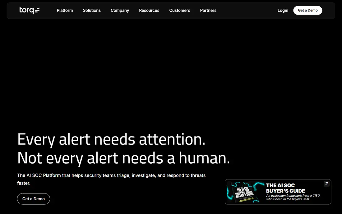 Torq HyperSOC homepage
