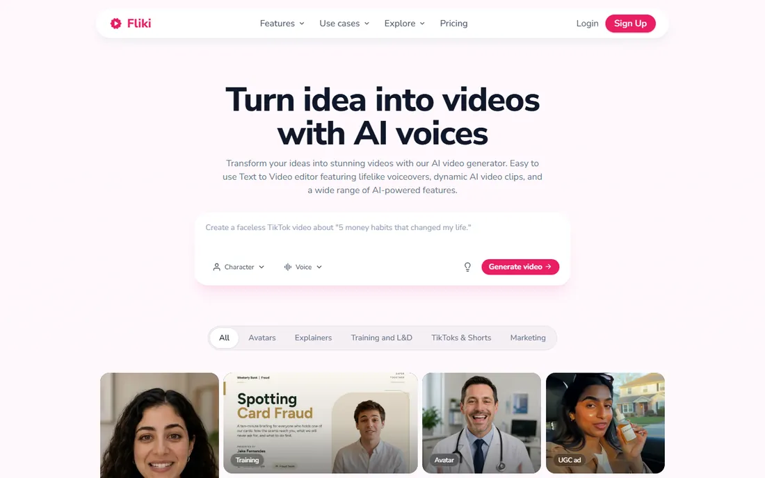 Fliki homepage