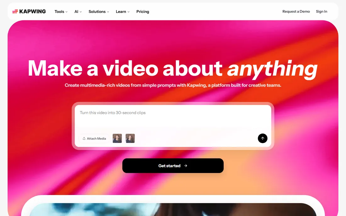 Kapwing homepage