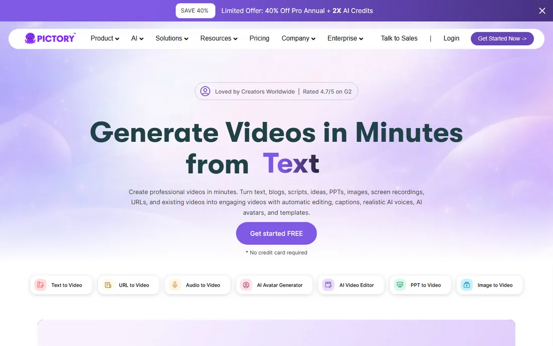 Pictory homepage