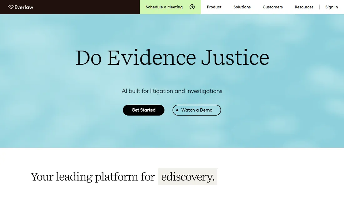 Everlaw homepage