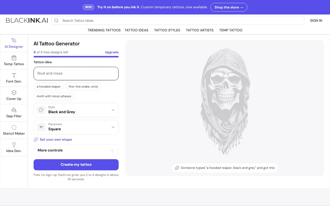 BlackInk AI homepage