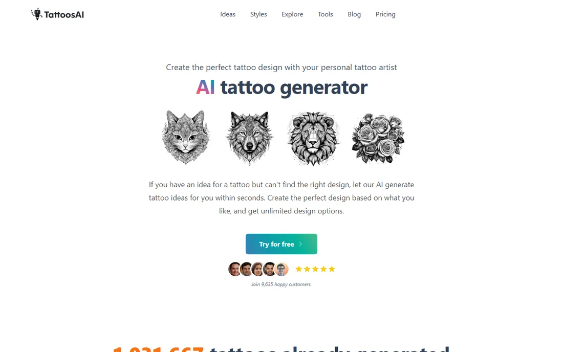 TattoosAI homepage