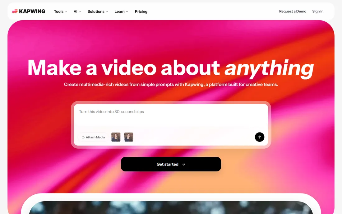 Kapwing homepage