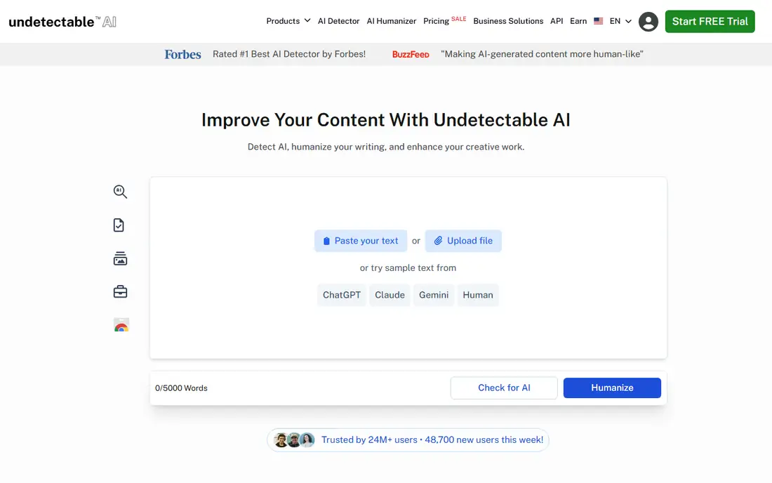 Undetectable AI homepage