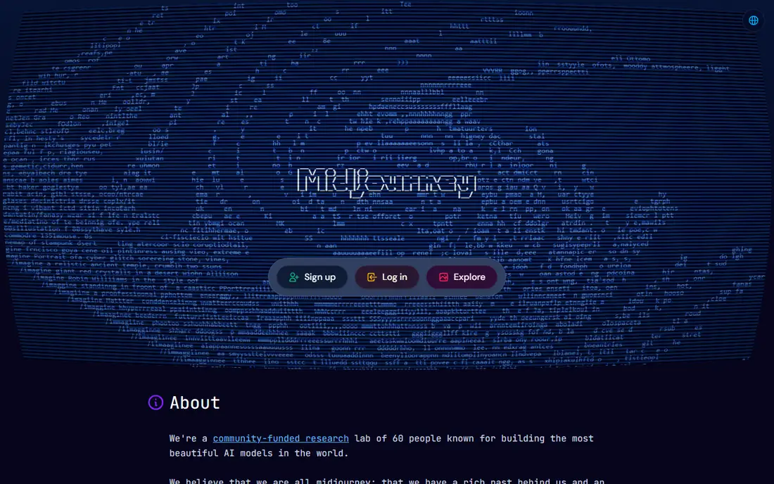Midjourney homepage