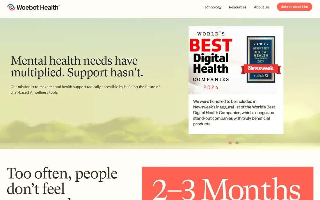 Woebot homepage