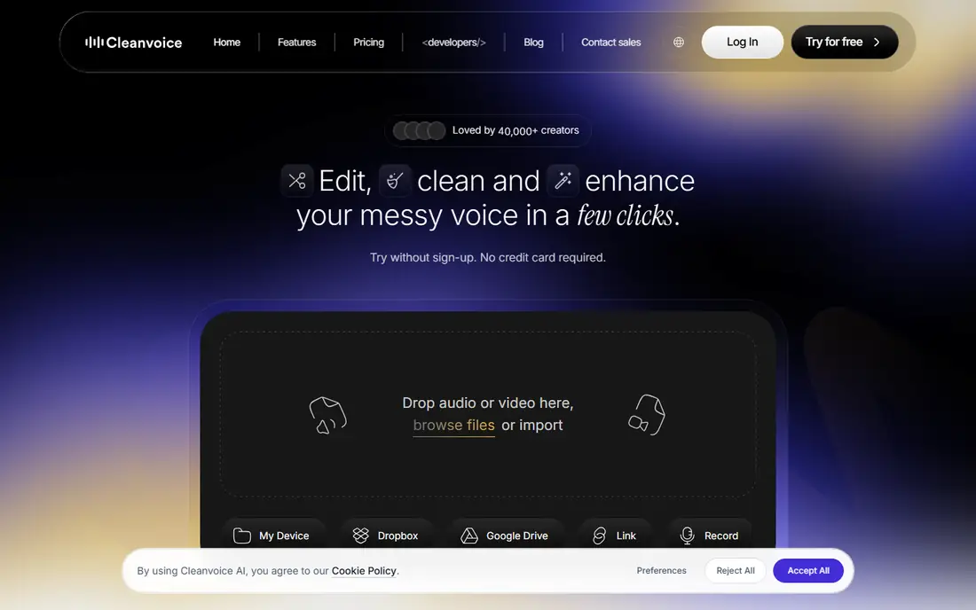 Cleanvoice homepage