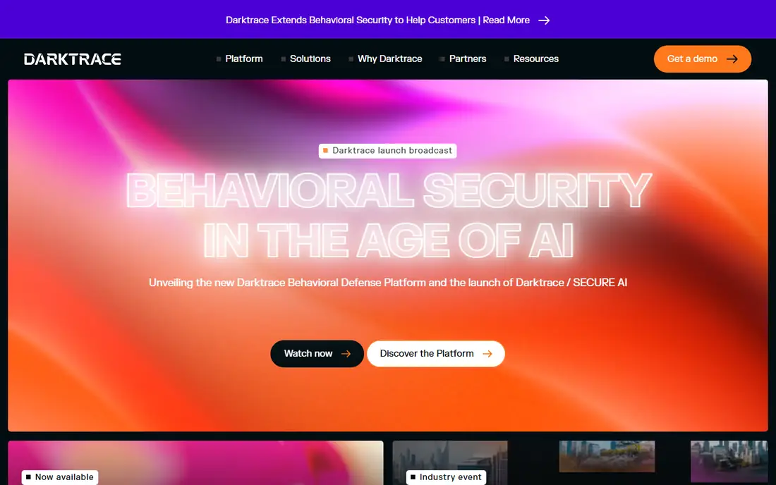 Darktrace homepage