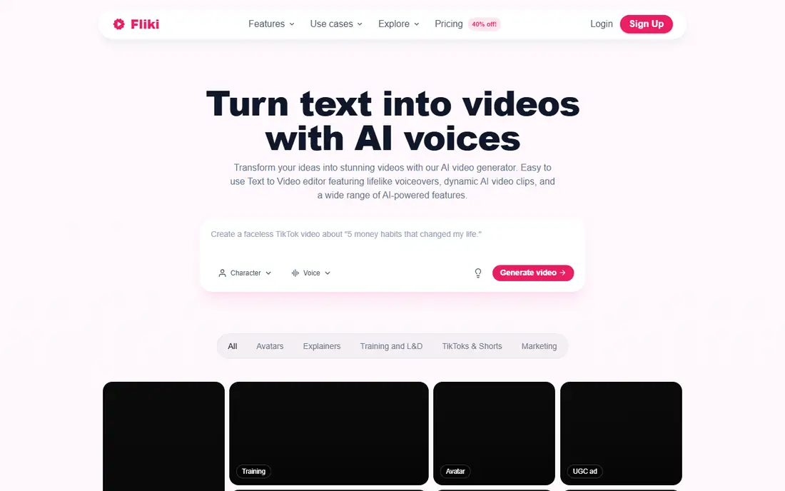 Fliki homepage