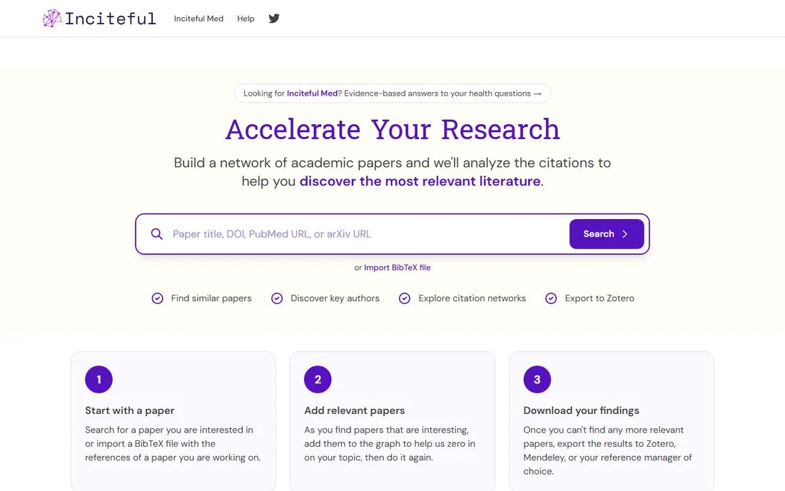 Inciteful homepage