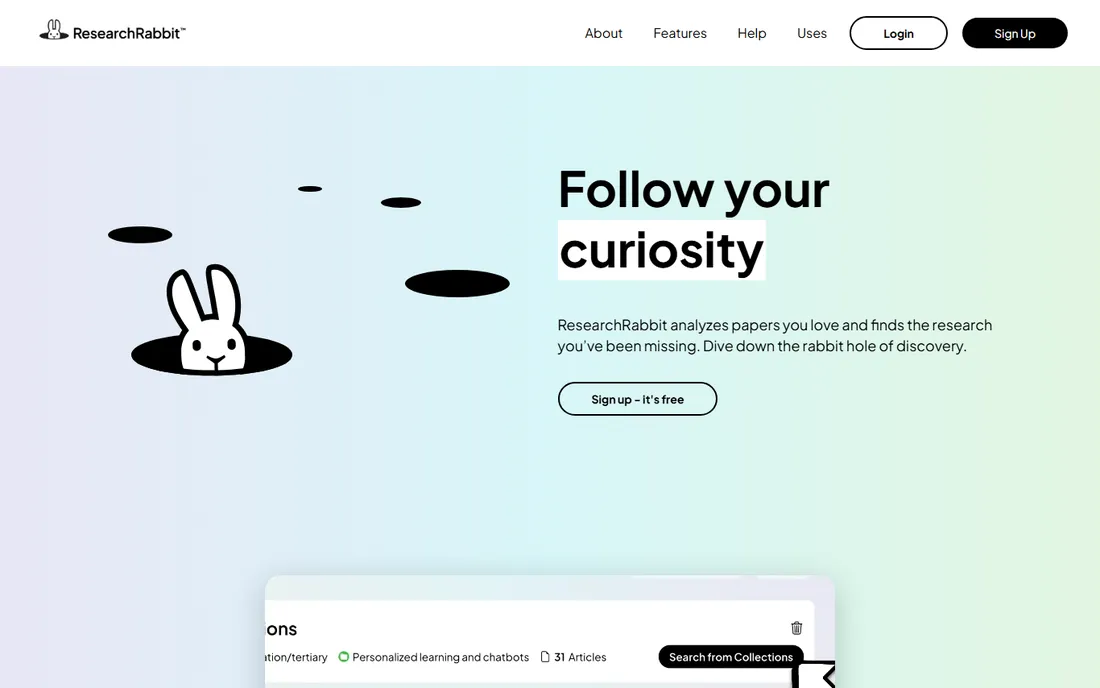 ResearchRabbit homepage