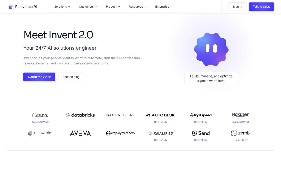 Relevance AI homepage