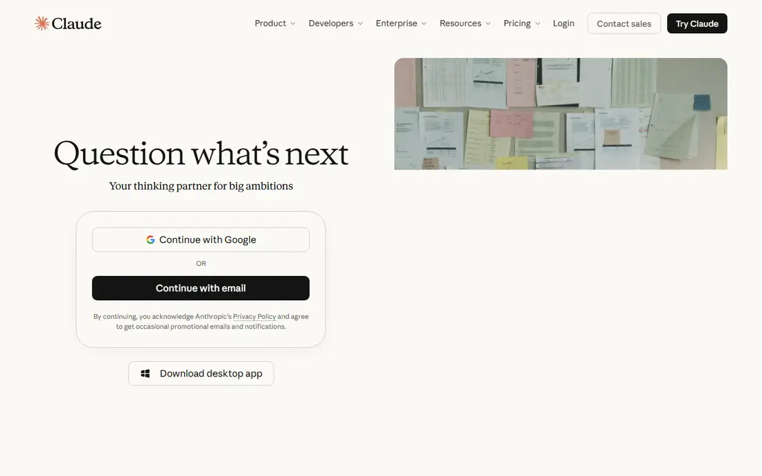 Claude homepage