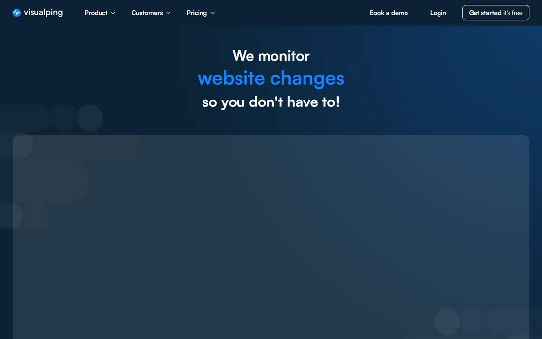 Visualping homepage