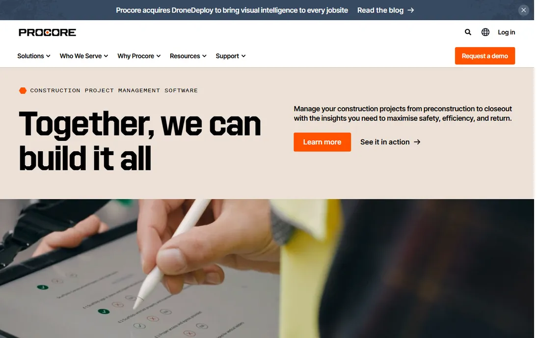 Procore homepage