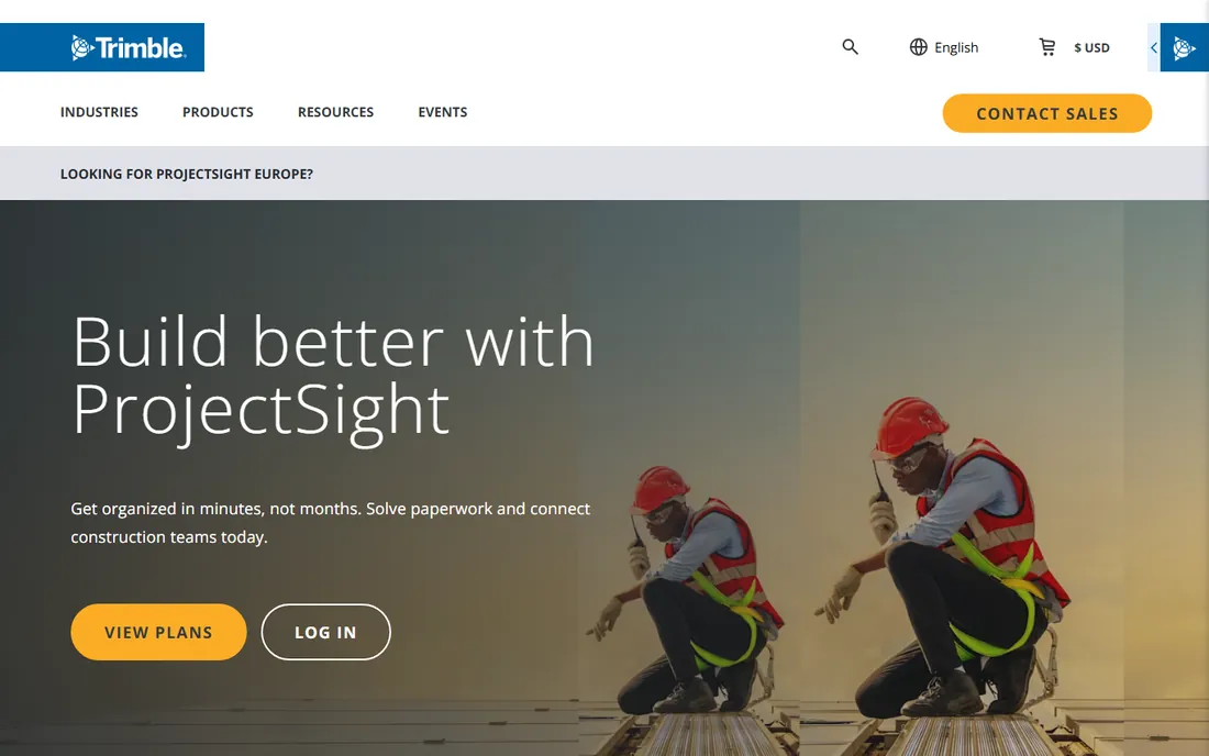 Trimble ProjectSight homepage