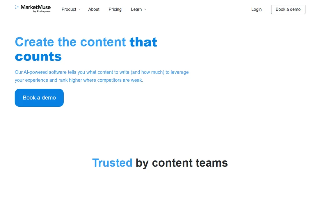 MarketMuse homepage