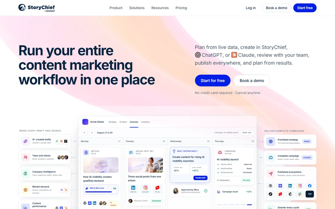 StoryChief homepage