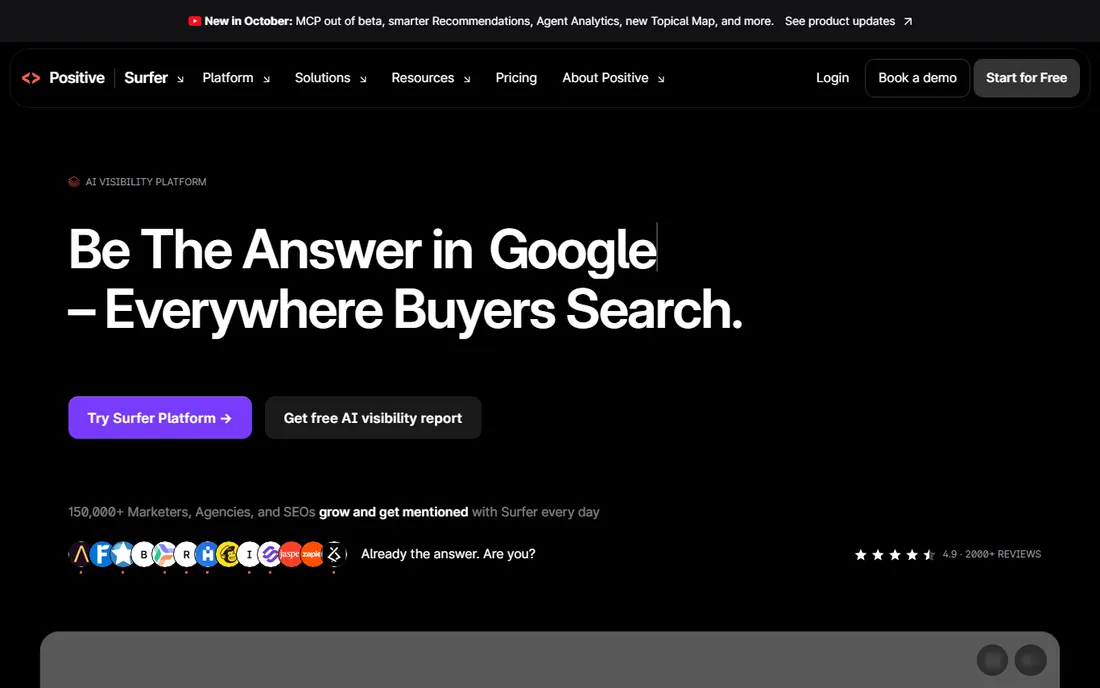 Surfer homepage