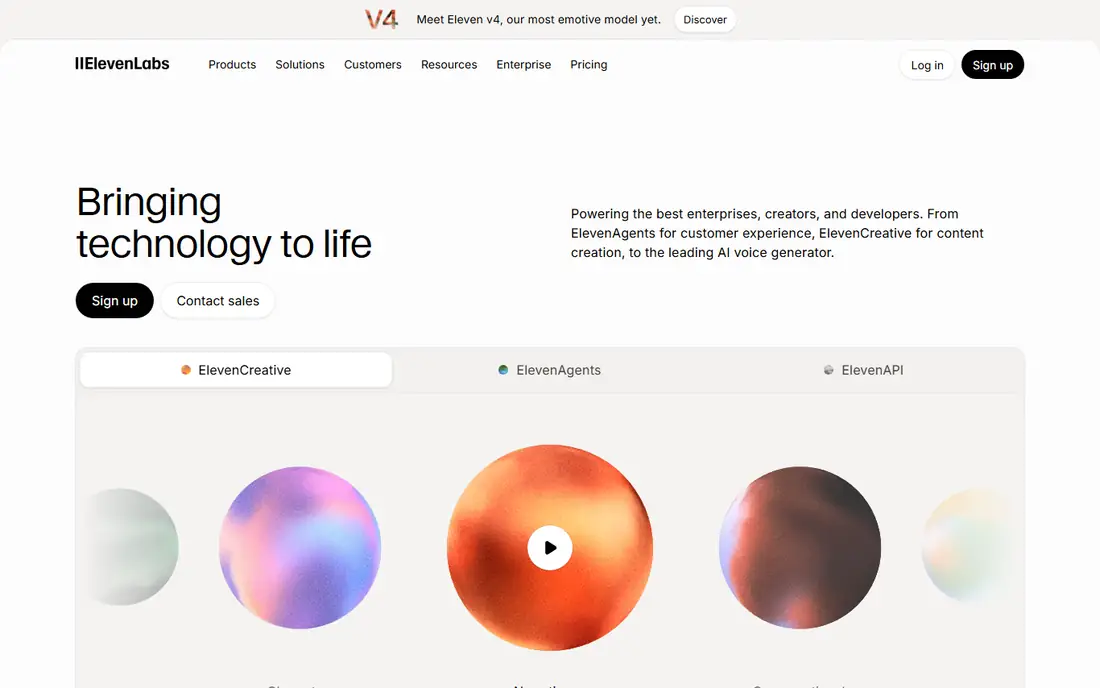 ElevenLabs homepage